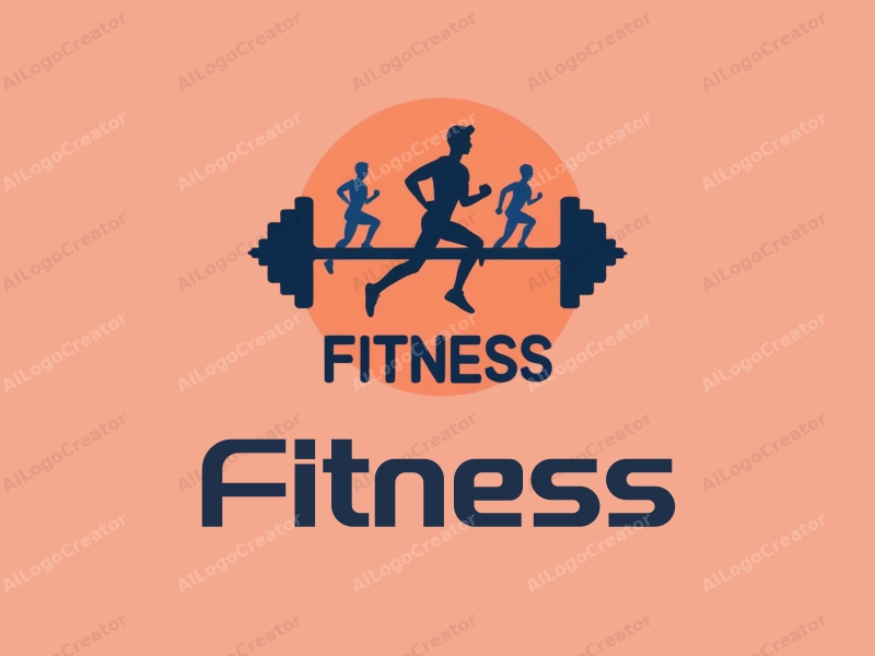 modern design features stylized dumbbells and running figures, combined with a clean background and a harmonious layout.