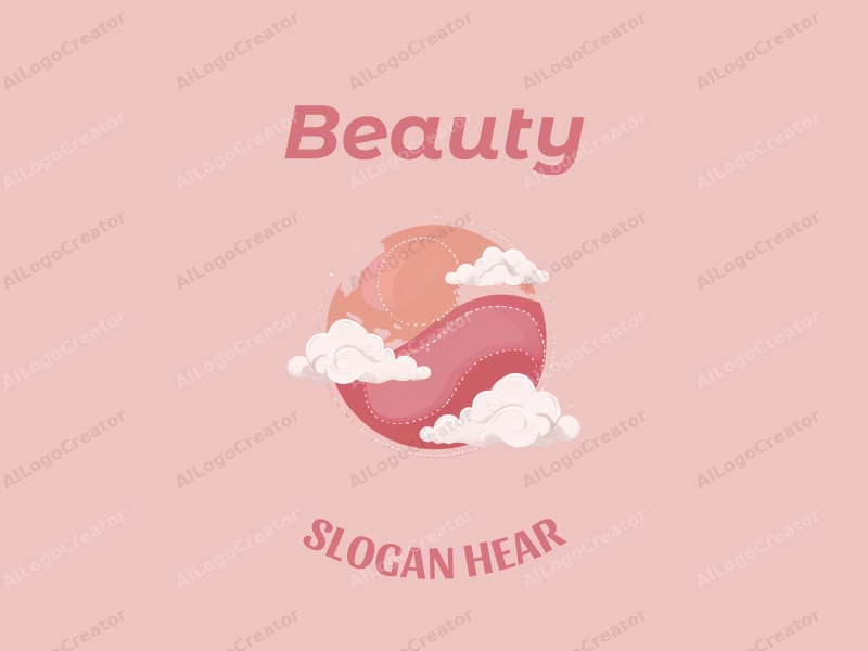 modern design features elegant beauty elements, a stylized makeup representation, and soft clouds with light mist, combined with a clean background.