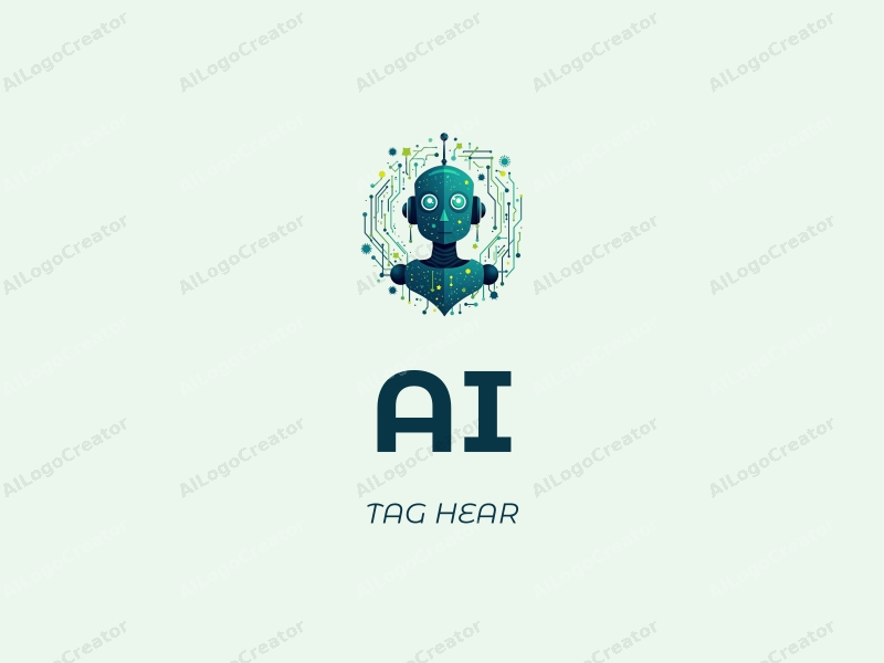 modern abstract design featuring stylized robots and neural network patterns, combined with flowing data streams, set against a clean background in blue and green tones.